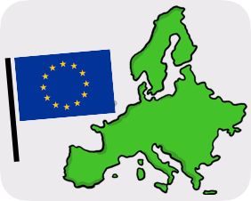 Map of the Europan Union and a European flag